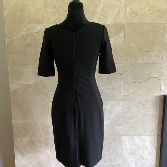 Halogen Black V-Neck Seamed Ponte Sheath Dress - 6 Washable Classy Office Career - Picture 8 of 13